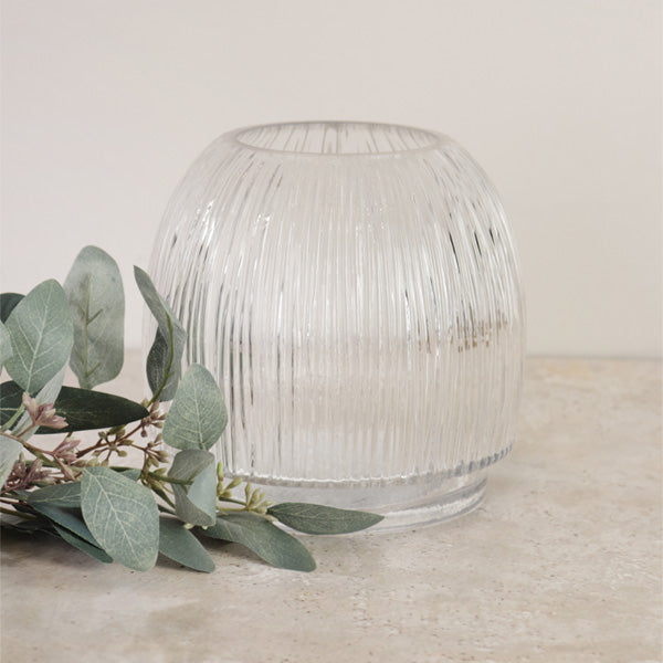 Vase Glass - ribbed small