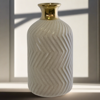 Bottle Vase - Oatmeal / Gold