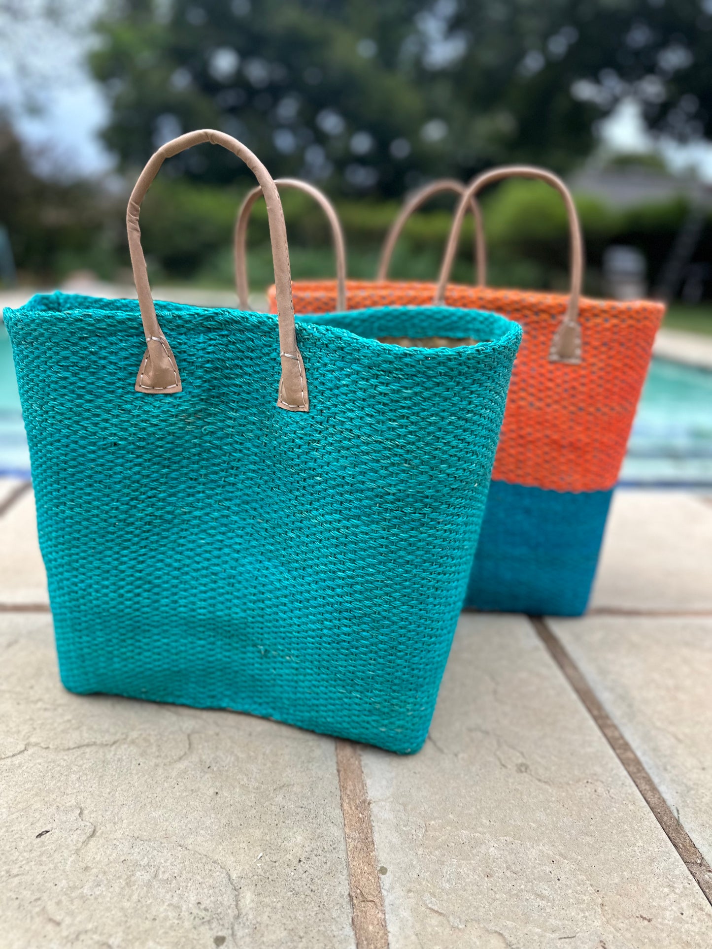 Bag Sisal Tote - Aqua