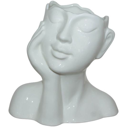 Lady Face Vase - White