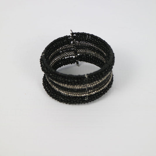 Bracelet Cuff Rope -Black & Silver